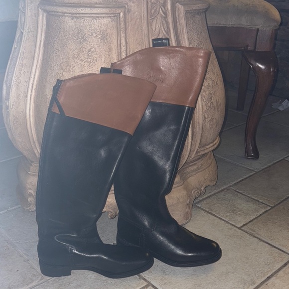 Franco Sarto Riding boots New Women's Black and Brown Knee-High Boots 5.5 NEW - Picture 1 of 7
